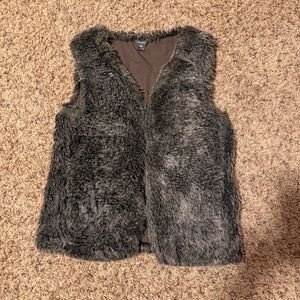 Eddie Bauer Grey Faux Fur Vest